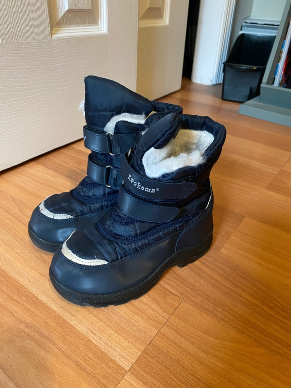 Kids Navy Winter Snow Boots with Fleece Lining